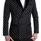 Dolce & Gabbana Black White Pattern Slim Fit Double Breasted Blazer