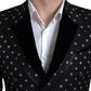 Dolce & Gabbana Black White Pattern Slim Fit Double Breasted Blazer