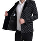 Dolce & Gabbana Black White Pattern Slim Fit Double Breasted Blazer