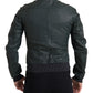 Dolce & Gabbana Green Perforated Leather Bomber Jacket