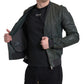 Dolce & Gabbana Green Perforated Leather Bomber Jacket