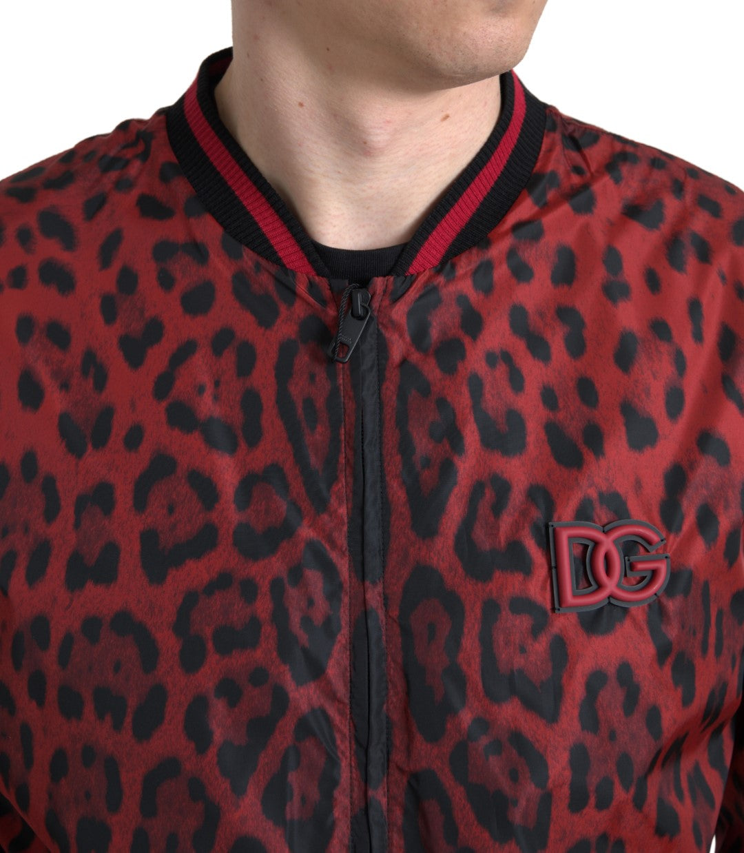 Dolce & Gabbana Red Leopard Bomber Jacket