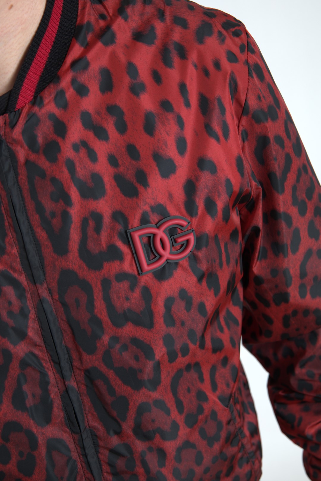 Dolce & Gabbana Red Leopard Bomber Jacket