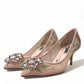 Dolce & Gabbana Pink Floral Crystal Heels Pumps Shoes