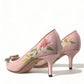 Dolce & Gabbana Pink Floral Crystal Heels Pumps Shoes