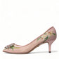 Dolce & Gabbana Pink Floral Crystal Heels Pumps Shoes