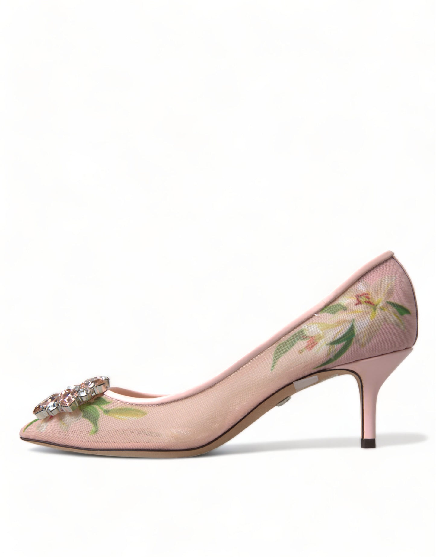 Dolce & Gabbana Pink Floral Crystal Heels Pumps Shoes