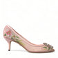 Dolce & Gabbana Pink Floral Crystal Heels Pumps Shoes