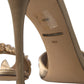 Dolce & Gabbana Gold Satin Ankle Strap Crystal Sandals Shoes