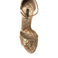 Dolce & Gabbana Gold Satin Ankle Strap Crystal Sandals Shoes