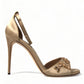 Dolce & Gabbana Gold Satin Ankle Strap Crystal Sandals Shoes