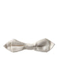 Dolce & Gabbana White Silk Slim Adjustable Neck Papillon Bow Tie