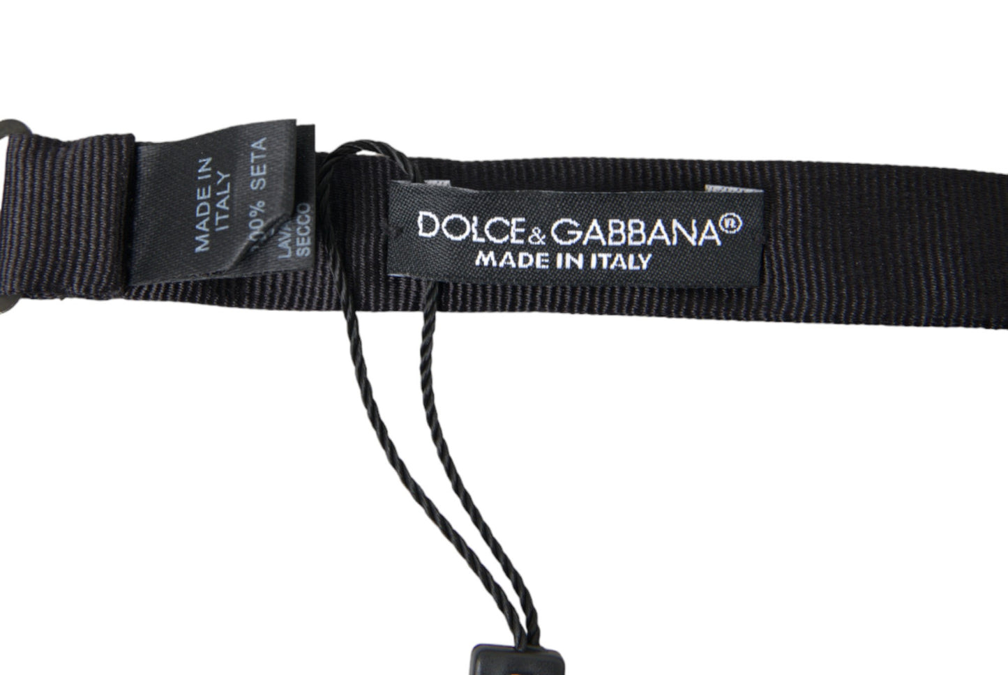 Dolce & Gabbana Black Solid Silk Adjustable Neck Papillon Bow Tie