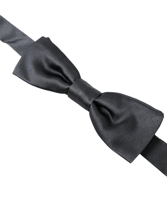 Dolce & Gabbana Dark Gray Silk Adjustable Neck Men Papillon Bow Tie