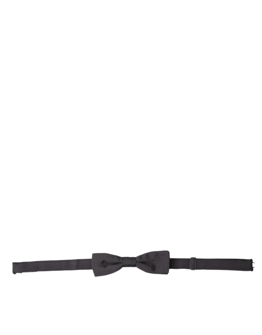 Dolce & Gabbana Dark Gray Silk Adjustable Neck Men Papillon Bow Tie