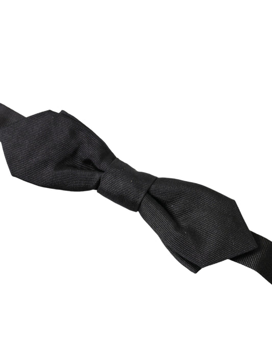 Dolce & Gabbana Black Silk Adjustable Neck Men Papillon Bow Tie