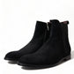 Dolce & Gabbana Black Suede Leather Mid Calf Men Boots Shoes