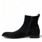 Dolce & Gabbana Black Suede Leather Mid Calf Men Boots Shoes