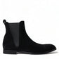 Dolce & Gabbana Black Suede Leather Mid Calf Men Boots Shoes