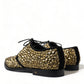 Dolce & Gabbana Black Gold Embellished Derby Dress Shoes