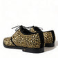 Dolce & Gabbana Black Gold Embellished Derby Dress Shoes