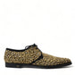 Dolce & Gabbana Black Gold Embellished Derby Dress Shoes