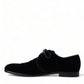 Dolce & Gabbana Black Velvet Lace Up Formal Derby Dress Shoes