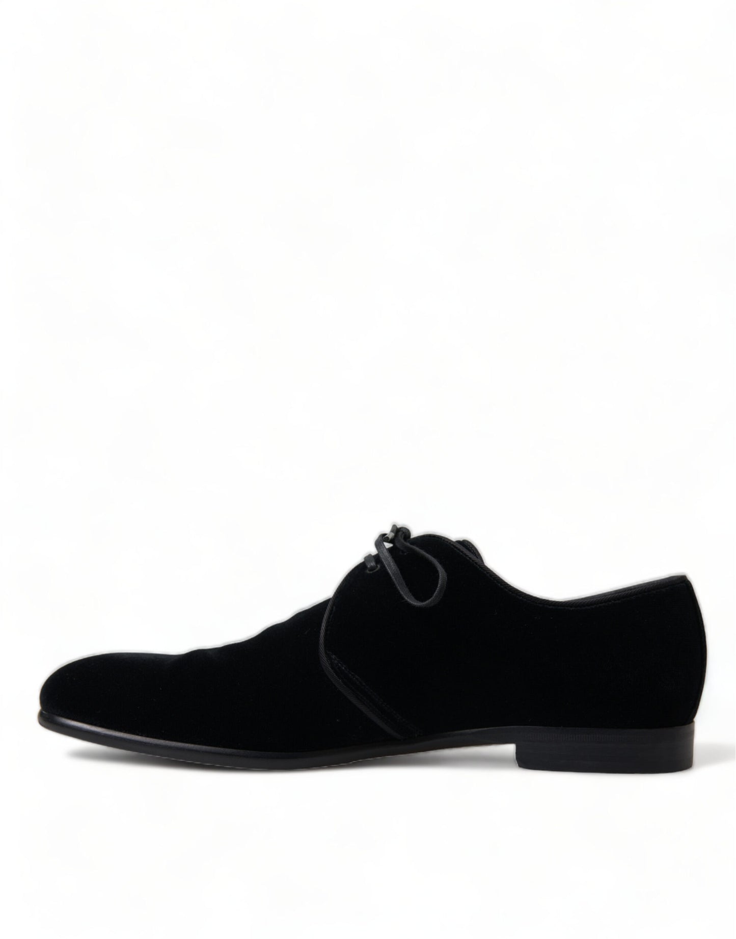 Dolce & Gabbana Black Velvet Lace Up Formal Derby Dress Shoes