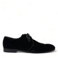 Dolce & Gabbana Black Velvet Lace Up Formal Derby Dress Shoes