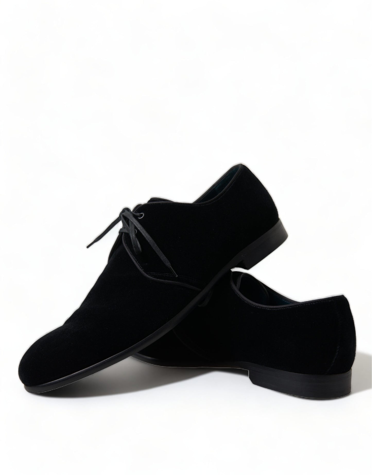 Dolce & Gabbana Black Velvet Lace Up Formal Derby Dress Shoes