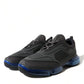 Prada Black Blue Rubber Knit Slip On Low Top Sneakers Shoes