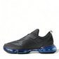 Prada Black Blue Rubber Knit Slip On Low Top Sneakers Shoes