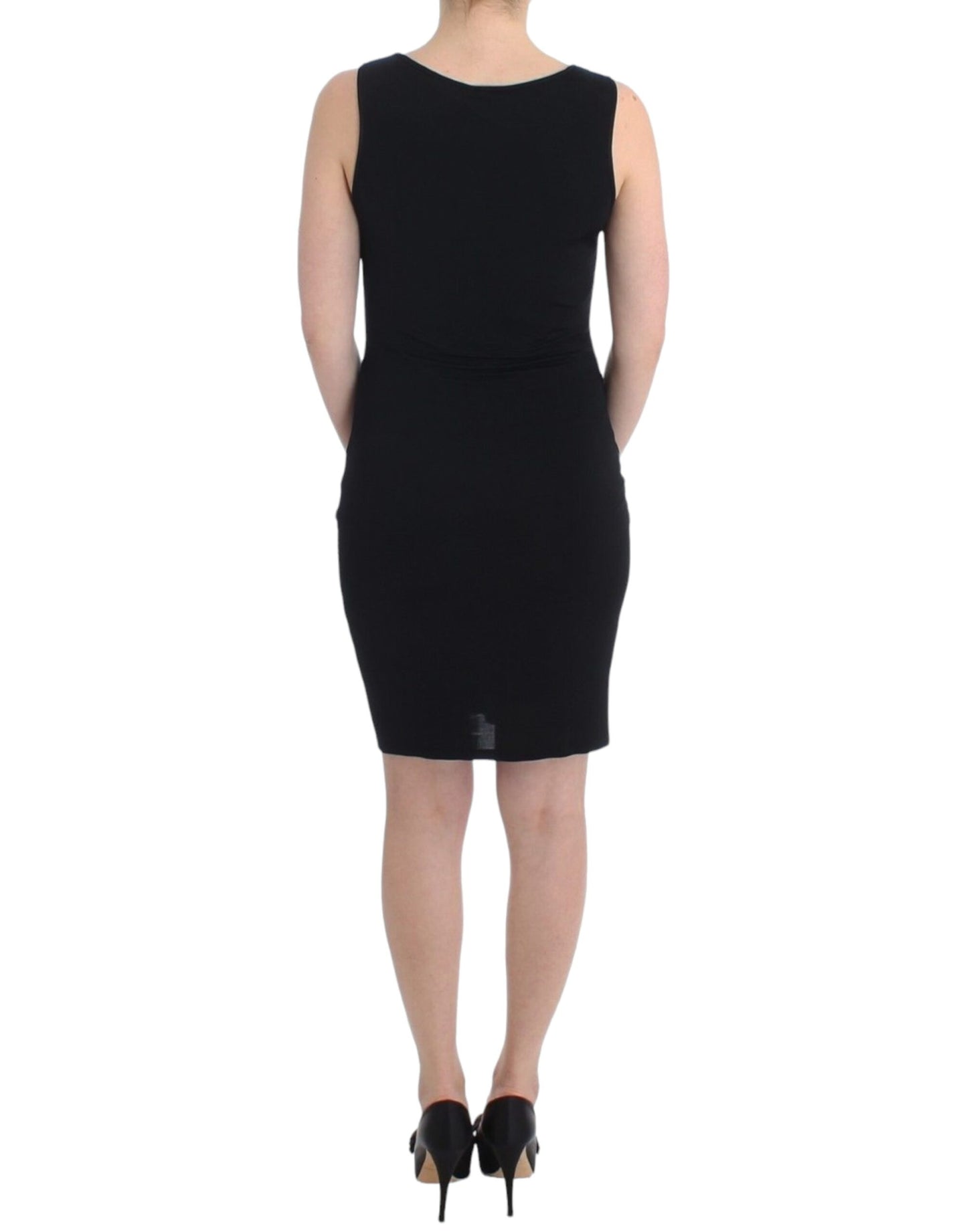 Roccobarocco Black Pencil Sheath Dress