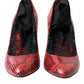 Dolce & Gabbana Red Ayers Leather Lace Socks Pumps Shoes