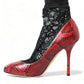 Dolce & Gabbana Red Ayers Leather Lace Socks Pumps Shoes