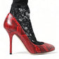 Dolce & Gabbana Red Ayers Leather Lace Socks Pumps Shoes