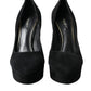 Dolce & Gabbana Black Suede Leather Platform Heel Pumps Shoes