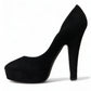 Dolce & Gabbana Black Suede Leather Platform Heel Pumps Shoes