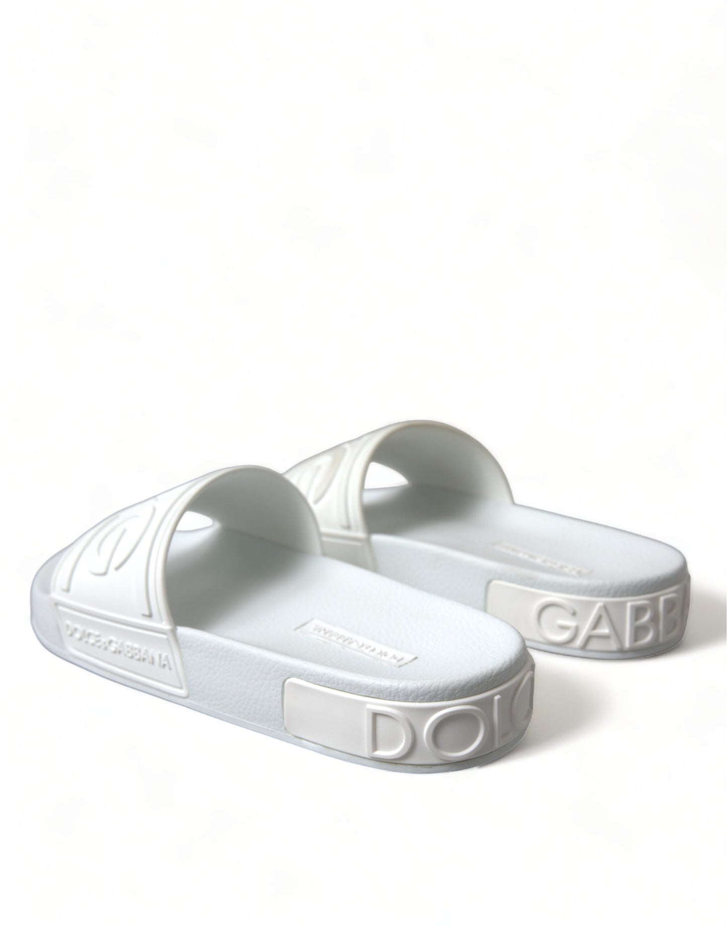 Dolce & Gabbana White Rubber Sandals Slides Beachwear Shoes