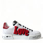 Dolce & Gabbana White Love Patch Portofino Classic Sneakers Shoes