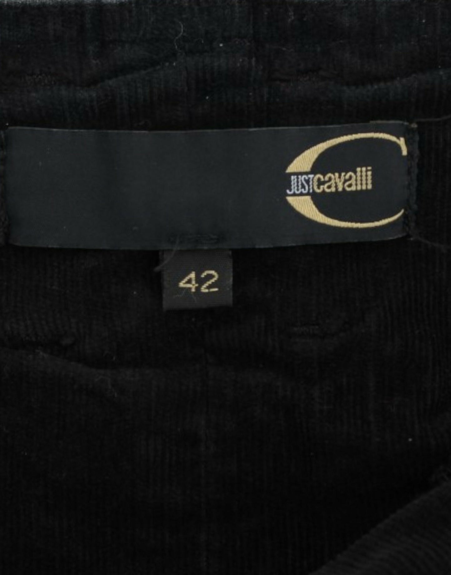 Cavalli Black Corduroy Pencil Skirt