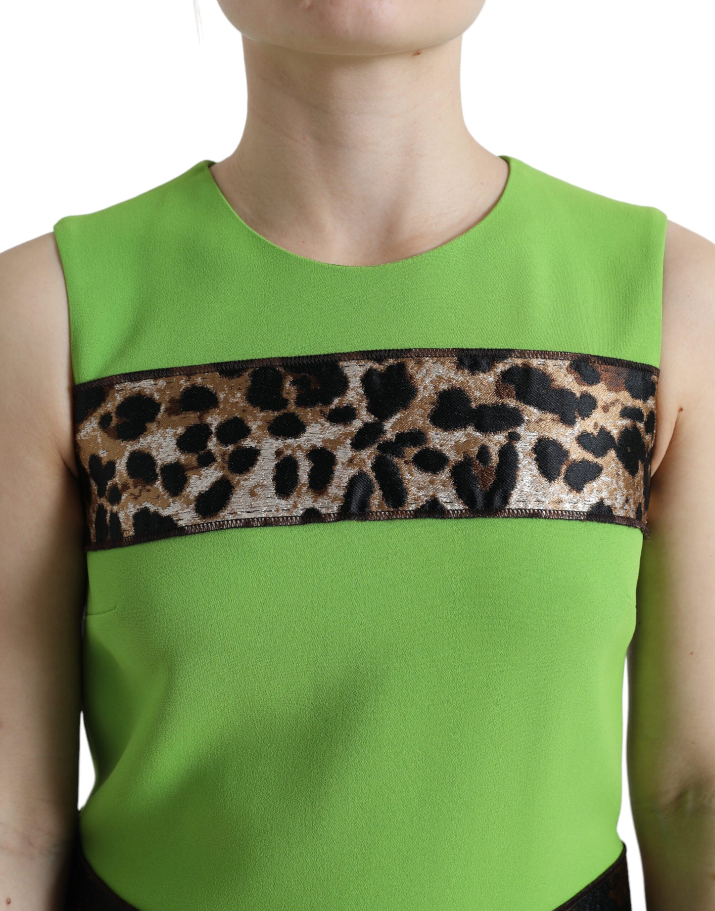 Dolce & Gabbana Apple Green Multicolor Sleeveless Shift Dress