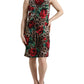 Dolce & Gabbana Brown Leopard Red Roses Wool A-line Dress