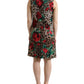 Dolce & Gabbana Brown Leopard Red Roses Wool A-line Dress