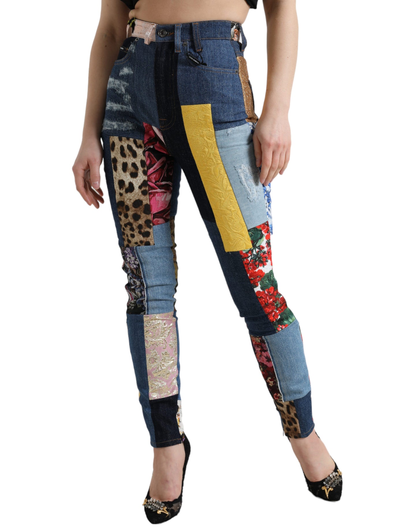 Dolce & Gabbana Multicolor Patchwork GRACE Skinny Denim Jeans