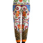 Dolce & Gabbana White Majolica Print Tapered Mid Waist Pants