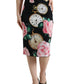 Dolce & Gabbana Black Rose Clock High Waist Pencil Cut Skirt