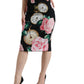 Dolce & Gabbana Black Rose Clock High Waist Pencil Cut Skirt