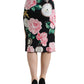 Dolce & Gabbana Black Rose Clock High Waist Pencil Cut Skirt