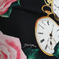 Dolce & Gabbana Black Rose Clock High Waist Pencil Cut Skirt